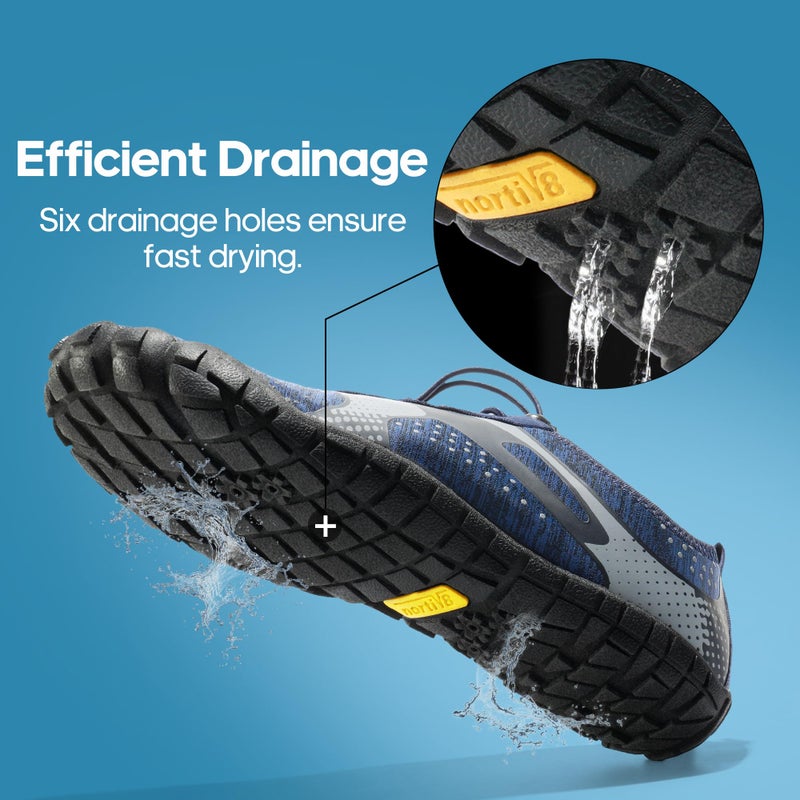 NORTIV 8 Mens Quick Dry Barefoot Aqua Shoes - Outdoor Water Shoes for Swim, Beach Sports, Fishing, Hiking, Diving, Surf, 1/Dark/Blue - 8 (TREKMAN-1) - Image 4